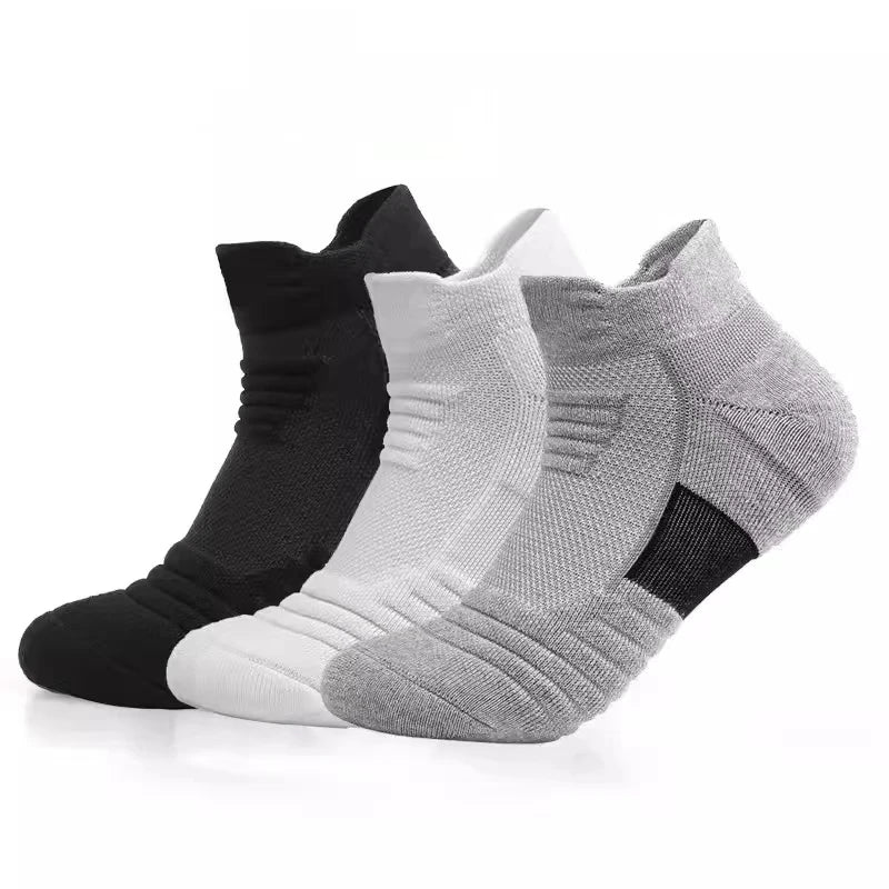 3 pares de meias atléticas de malha respirável Terry acolchoadas, gerenciamento de umidade e duráveis, reduz o pé para corrida, caminhadas e esportes