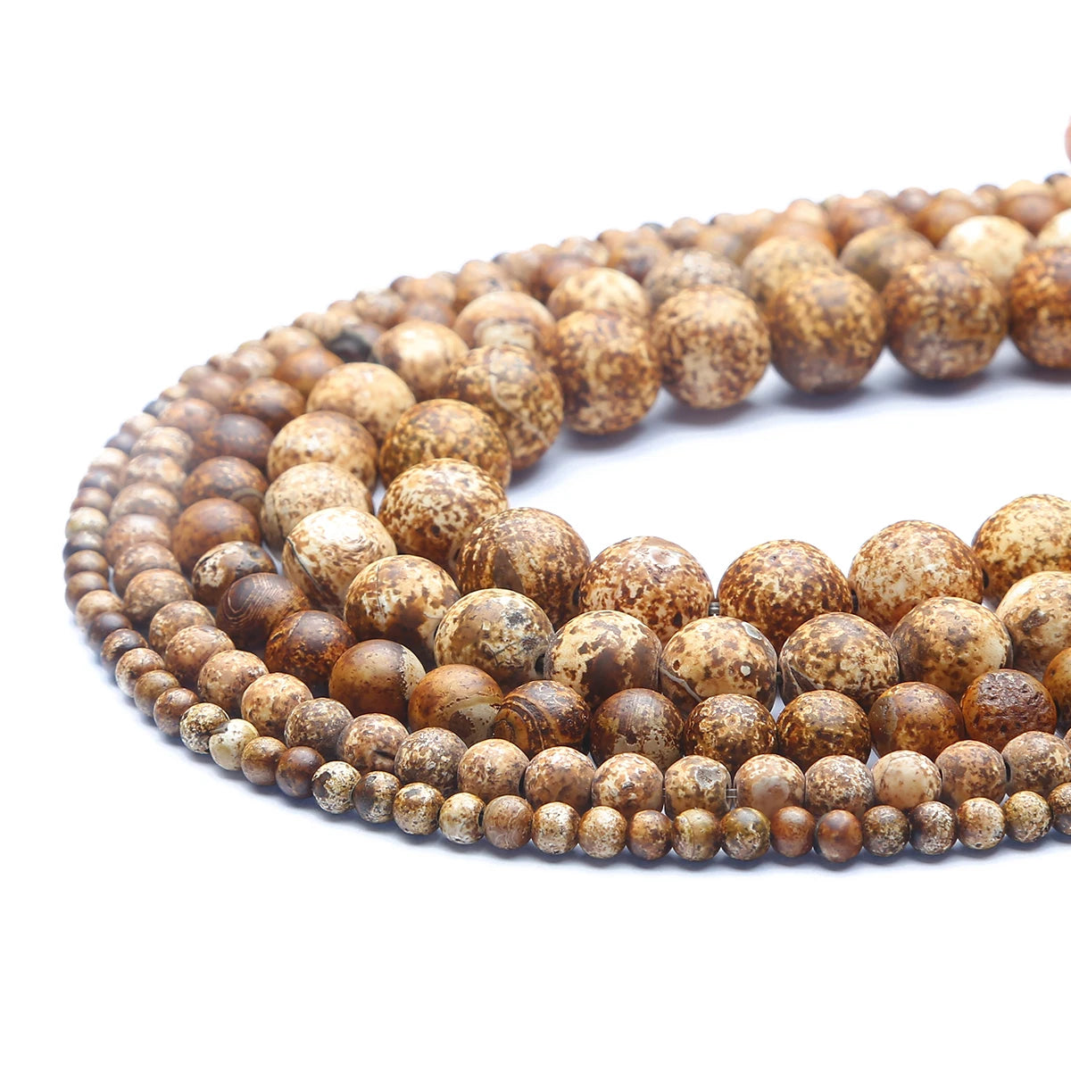Contas de pedra de ágata de casca de madeira natural, contas redondas soltas para fabricação de joias, acessórios de moda para colares, pulseiras e brincos.