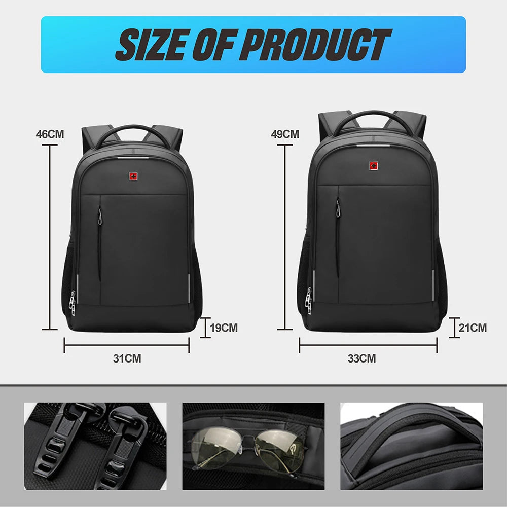 Mochila Masculina Antifurto Impermeável com USB — Grande Capacidade para Notebook 15,6" e 17,3"