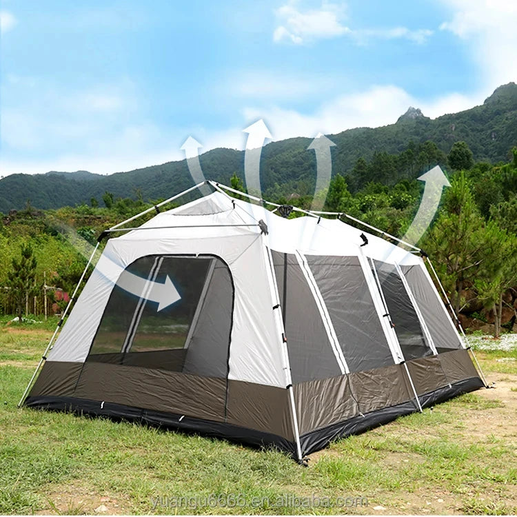 Tendas de Camping para 8-10 Pessoas, Grande Tamanho, Impermeáveis, Quatro Estações, Dupla Camada, Dois Quartos, Tendas Personalizadas para Glamping e Praia Familiar