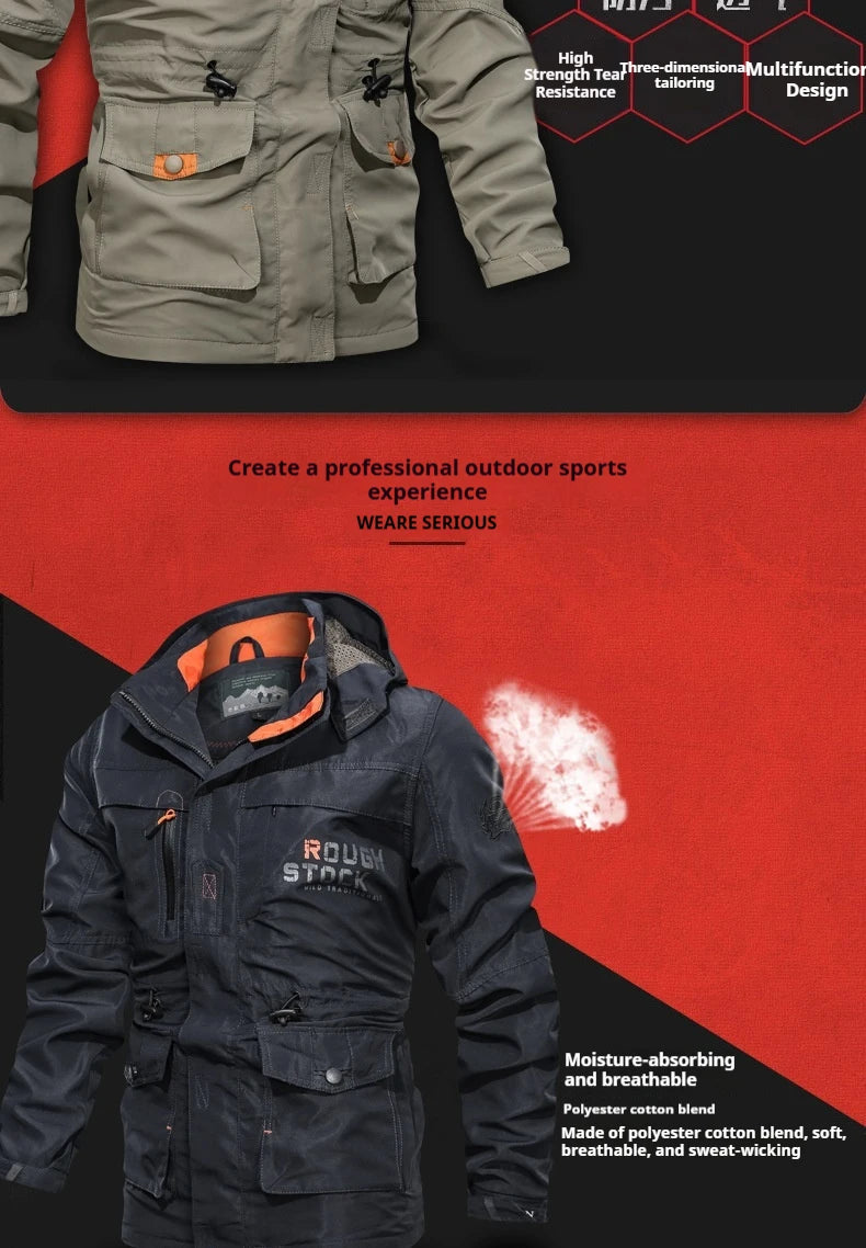 Trench coat de chuva masculino ao ar livre à prova de vento jaqueta impermeável longo casual workwear estilo casaco plus size com capuz anorak caminhadas acampamento