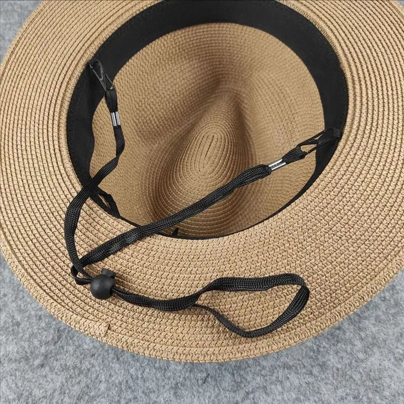Chapéu Fedora Panamá Premium de Palha 54-62cm Dobrável Unissex Proteção UV para Viagens de Verão