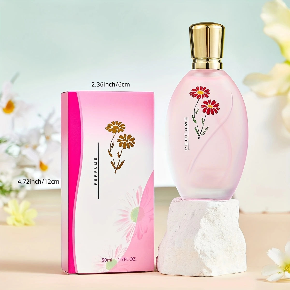 Perfume 50ml com Fragrância de Rosa e Jasmim — Presente Elegante para Homens e Mulheres