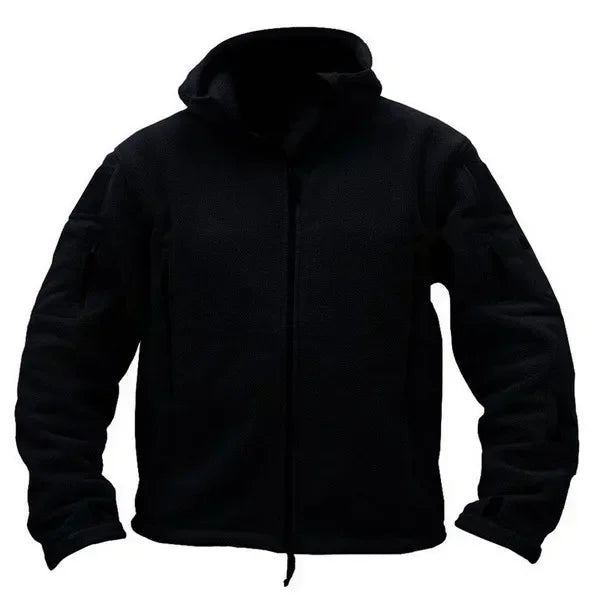 Jaqueta Tática Polar Masculina Robusta — Lã Quente com Capuz para Inverno, Trilha e Uso Casual