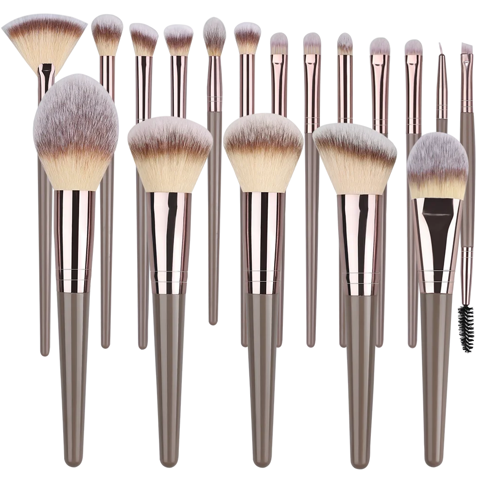 Conjunto de Pincéis de Maquiagem 10 a 20 Peças — Base, Pó, Sombra, Blush e Kabuki para Esfumar
