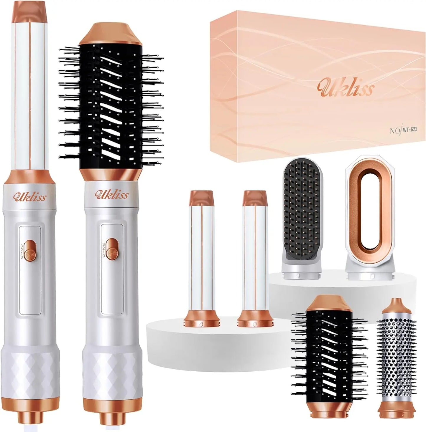 Escova Modeladora Elétrica 6 em 1 — Secador, Babyliss e Pente Aquecido para Estilização Profissional