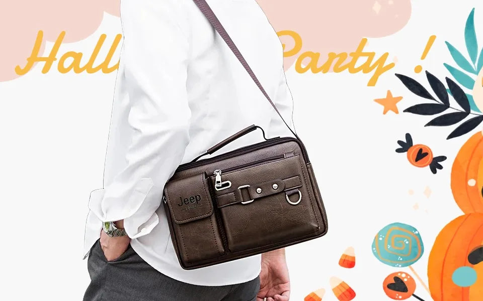 Bolsa Masculina Jeep Buluo Crossbody Elegante — Couro, Grande Capacidade e Estilo Executivo