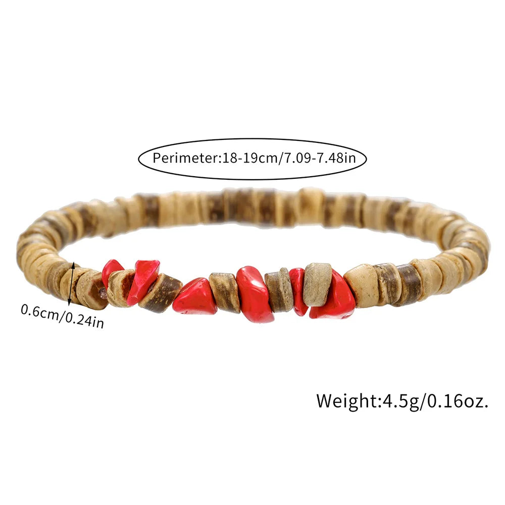 Bohemia casca de coco madeira grânulo pulseira retro irregular pedra natural jóias masculinas acessórios de moda presentes femininos