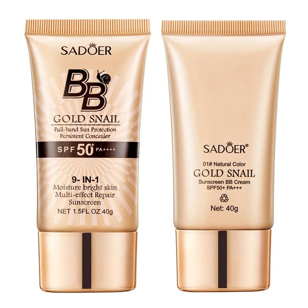 BB Cream Protetor Solar com Caracol Dourado — FPS 50+, Hidratante e Corretivo Facial 40g