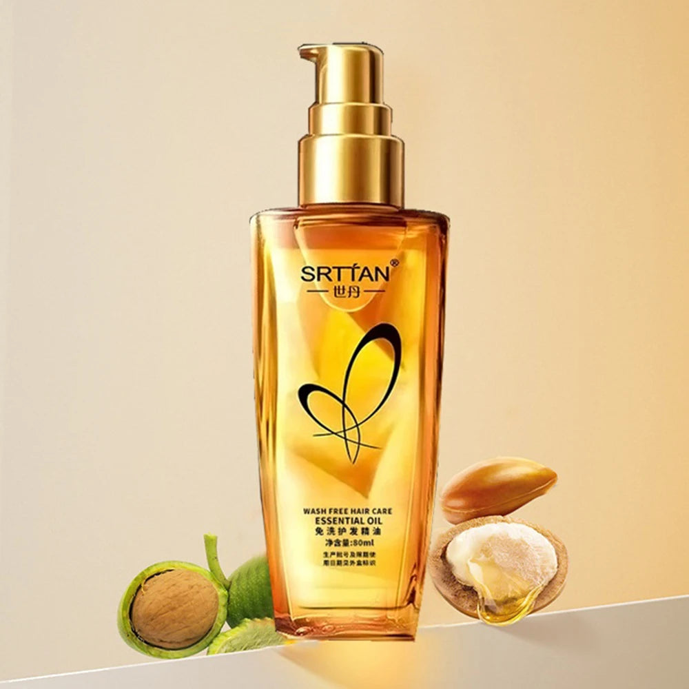 Sérum Capilar de Argan em Spray — Óleo Leve para Pontas Duplas, Cabelos Crespos e Ressecados