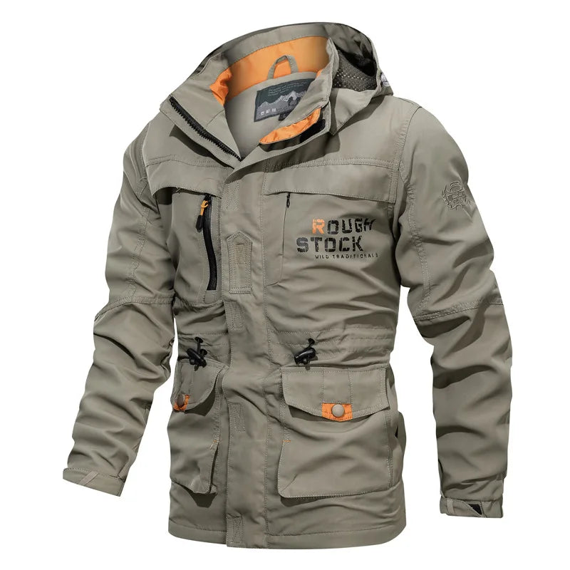 Trench coat de chuva masculino ao ar livre à prova de vento jaqueta impermeável longo casual workwear estilo casaco plus size com capuz anorak caminhadas acampamento