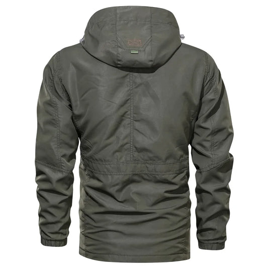Trench coat de chuva masculino ao ar livre à prova de vento jaqueta impermeável longo casual workwear estilo casaco plus size com capuz anorak caminhadas acampamento