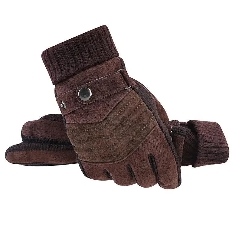 Luvas Inverno Ciclismo Motocicleta Windproof isolamento frio quente couro Touch Screen Anti-Slip pilha grossa dos homens
