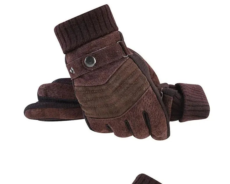 Luvas Inverno Ciclismo Motocicleta Windproof isolamento frio quente couro Touch Screen Anti-Slip pilha grossa dos homens