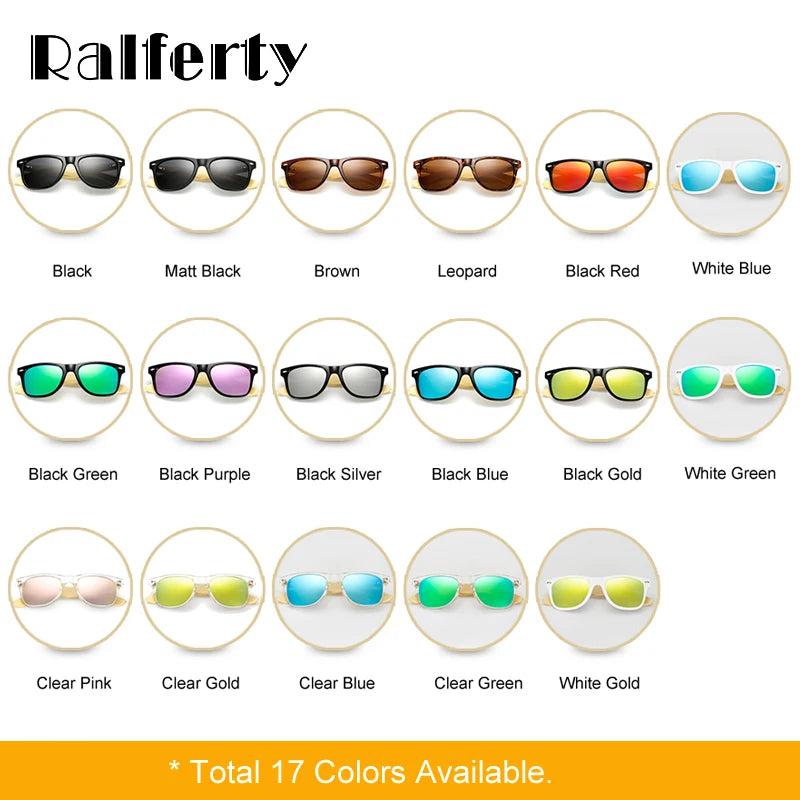 Ralferty Bamboo Sunglasses Men Polarized Women Black Sunglass Male UV400 Sun Glasses Driver Goggles Wooden Eyewear Shades 2025