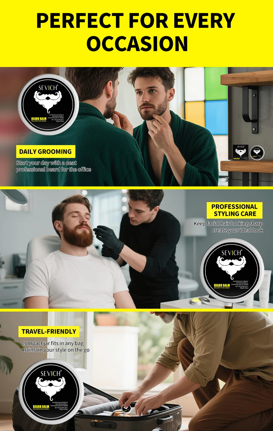 Kit de Óleo para Barba Masculino — Creme Hidratante, Cera e Óleo para Bigode Estiloso e Charmoso