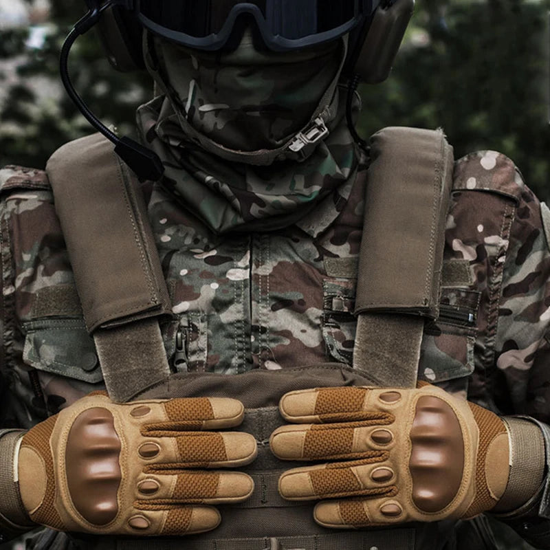 Luvas Táticas Resistentes com Touch Screen — Dedo Completo para Moto, Camping, Trilha e Fitness