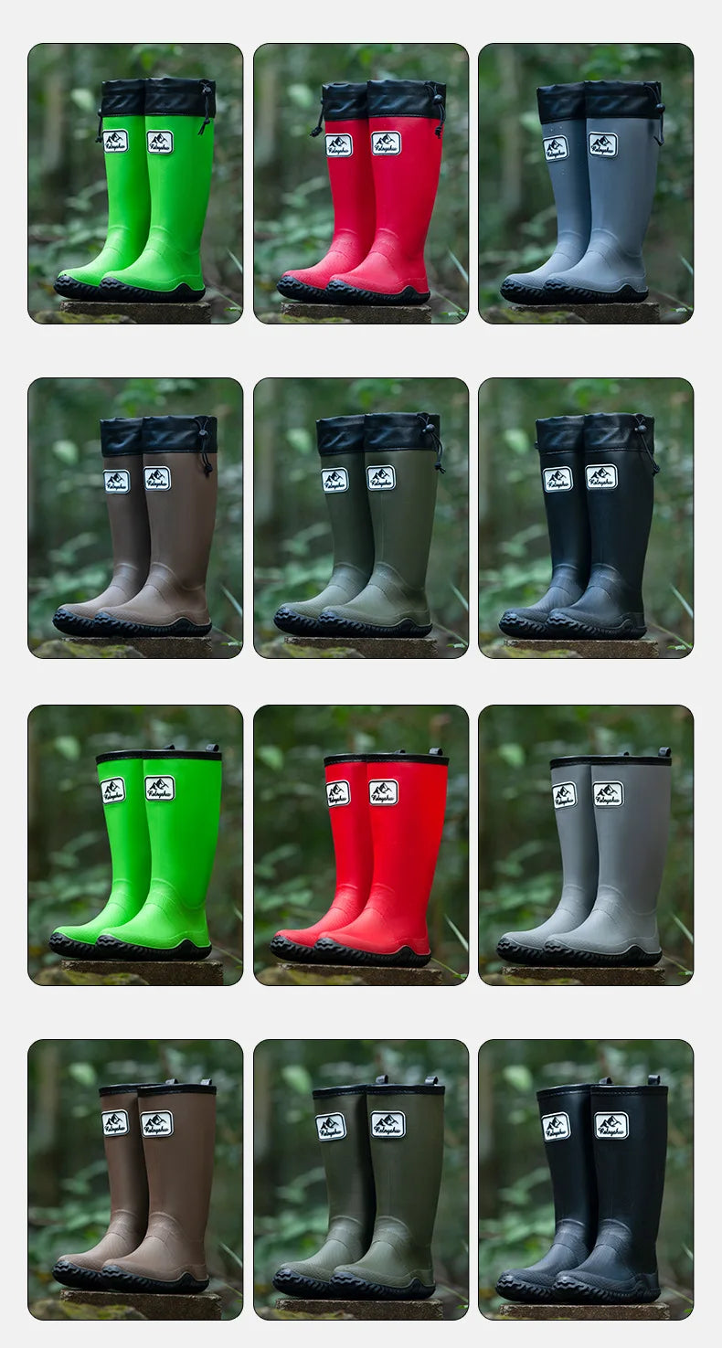 Botas de chuva para homens moda igh-top botas de chuva exterior usar tubo longo impermeável antiderrapante estilo casal botas de pesca ao ar livre