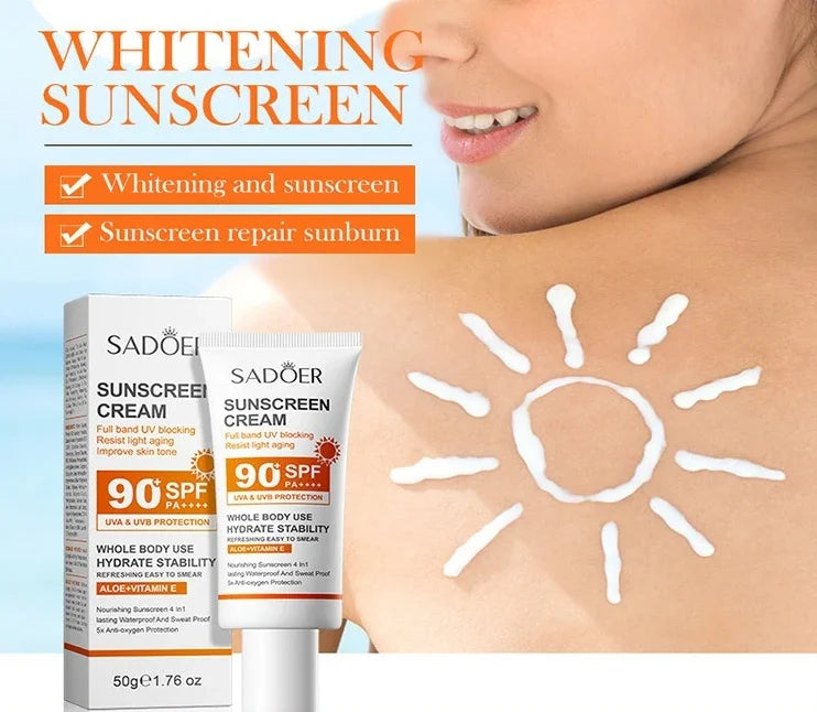Protetor Solar Facial e Corporal SPF 90+ — Bloqueador UV de Alta Proteção e Reparação da Pele