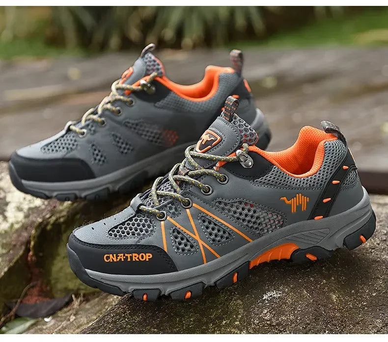 Sapatos de caminhada masculinos malha respirável esportes único sapatos verão ao ar livre resistente ao desgaste caminhadas e caça sapatos esportivos táticos