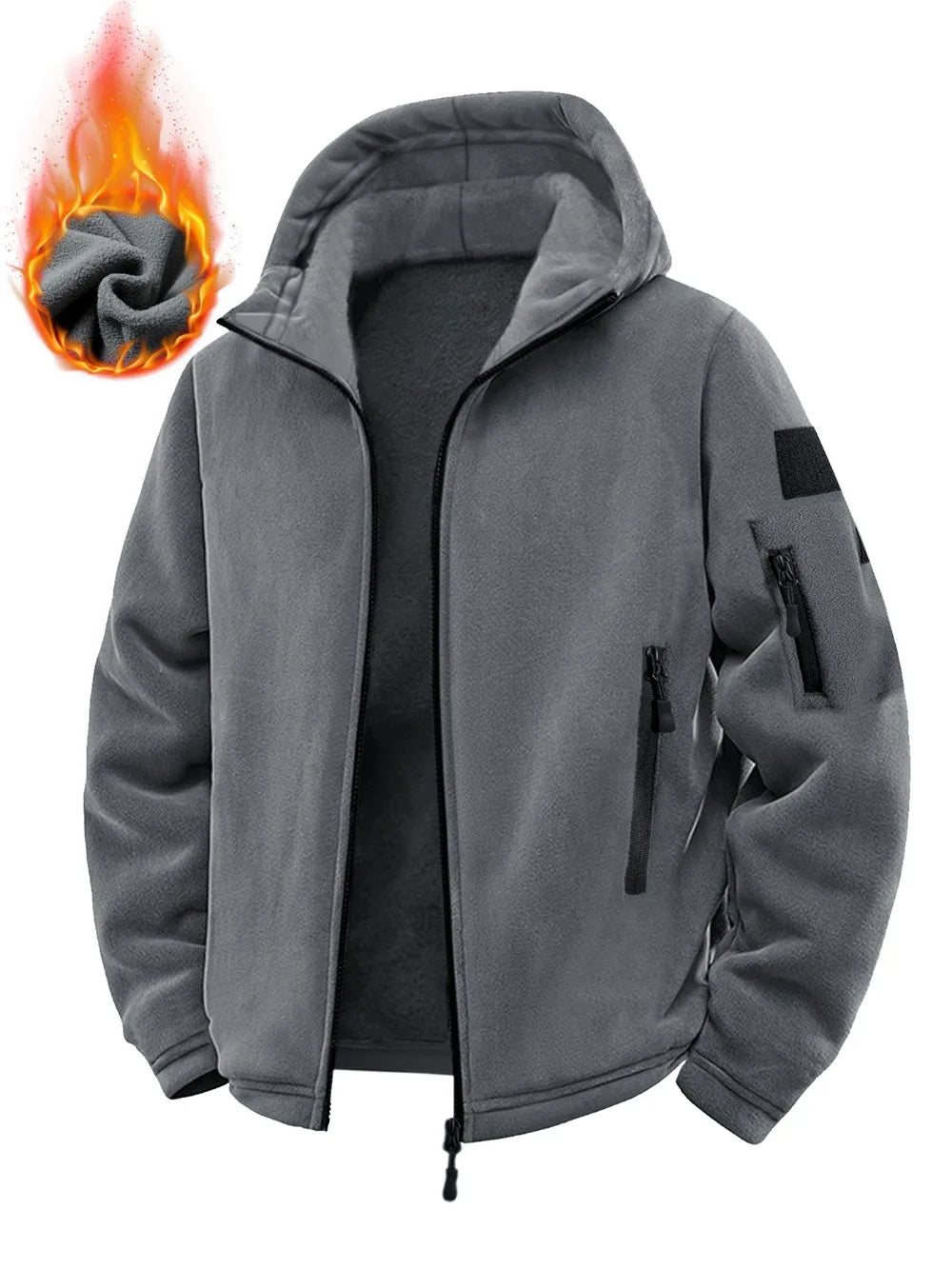 Jaqueta tática masculina outono inverno engrossado quente com capuz casacos esportes ao ar livre completo zip up hoodies caminhadas outwear