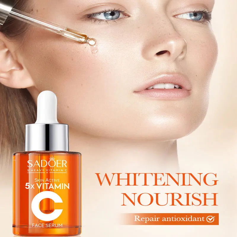 Sérum Facial de Vitamina C Coreano — 5 Funções: Hidratação, Brilho, Poros Reduzidos e Reparação