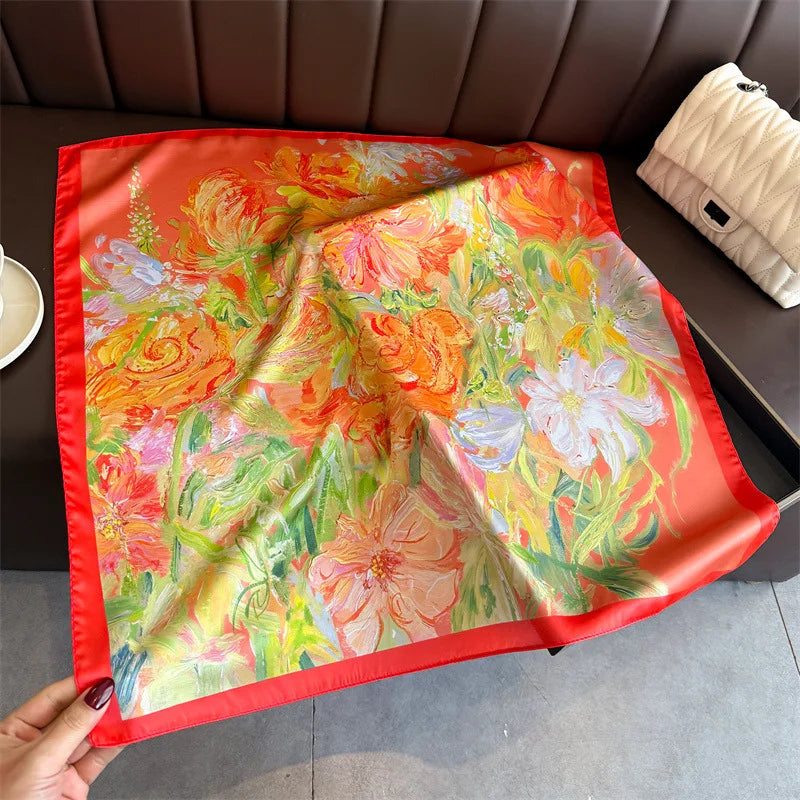 Lenço de Seda Sintética Feminino — Estampado, Elegante e Versátil para Qualquer Look