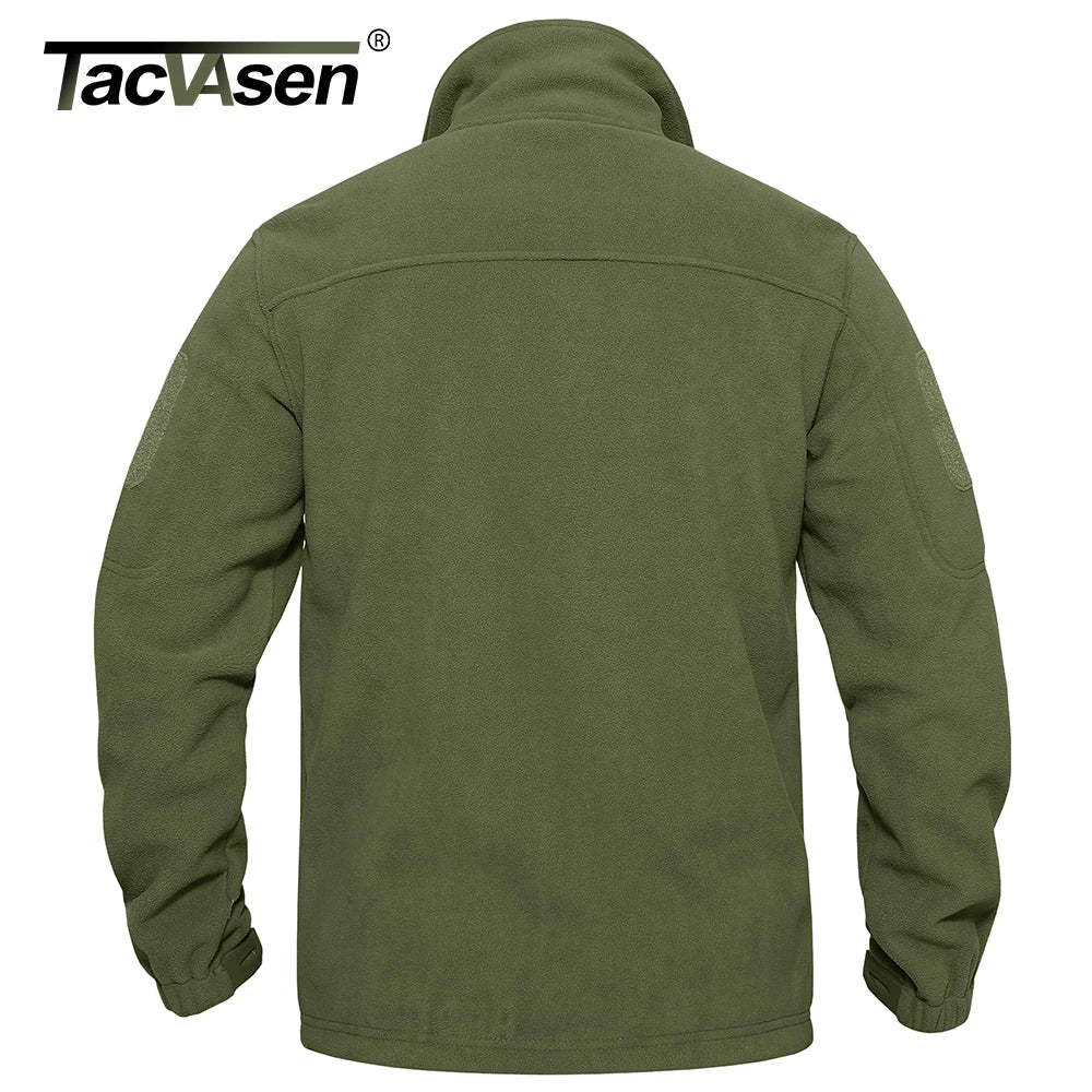 Tacvasen jaqueta de lã masculina, casaco macio e quente à prova de vento com zíper completo, vários bolsos com zíper, caminhadas, trabalho ao ar livre, corta-vento