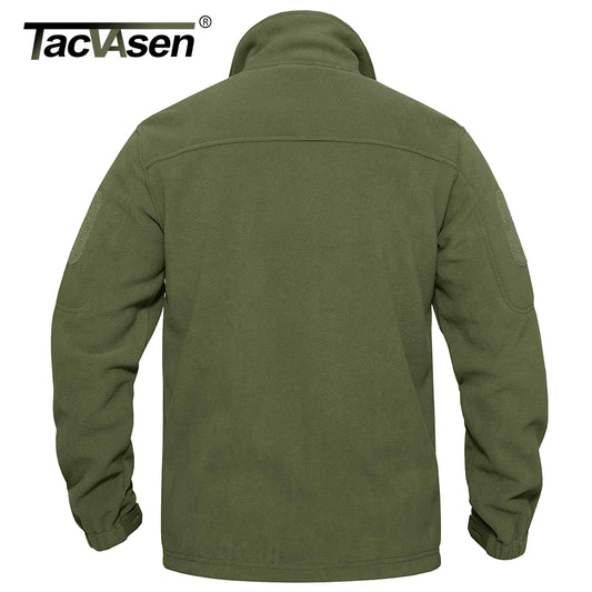 Tacvasen jaqueta de lã masculina, casaco macio e quente à prova de vento com zíper completo, vários bolsos com zíper, caminhadas, trabalho ao ar livre, corta-vento