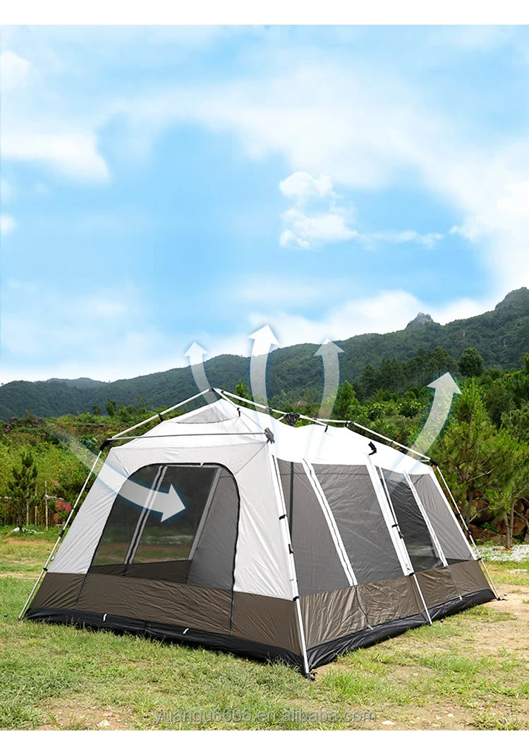 Tendas de Camping para 8-10 Pessoas, Grande Tamanho, Impermeáveis, Quatro Estações, Dupla Camada, Dois Quartos, Tendas Personalizadas para Glamping e Praia Familiar