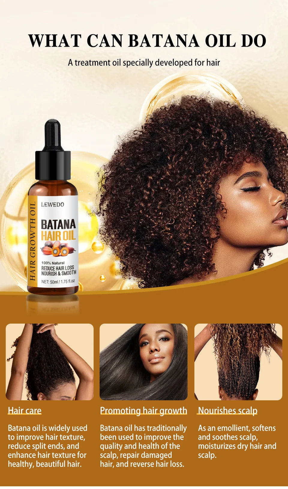 Sérum de Crescimento Capilar com Batana Oil — Anti-Queda, Reparador e Estimulante Natural