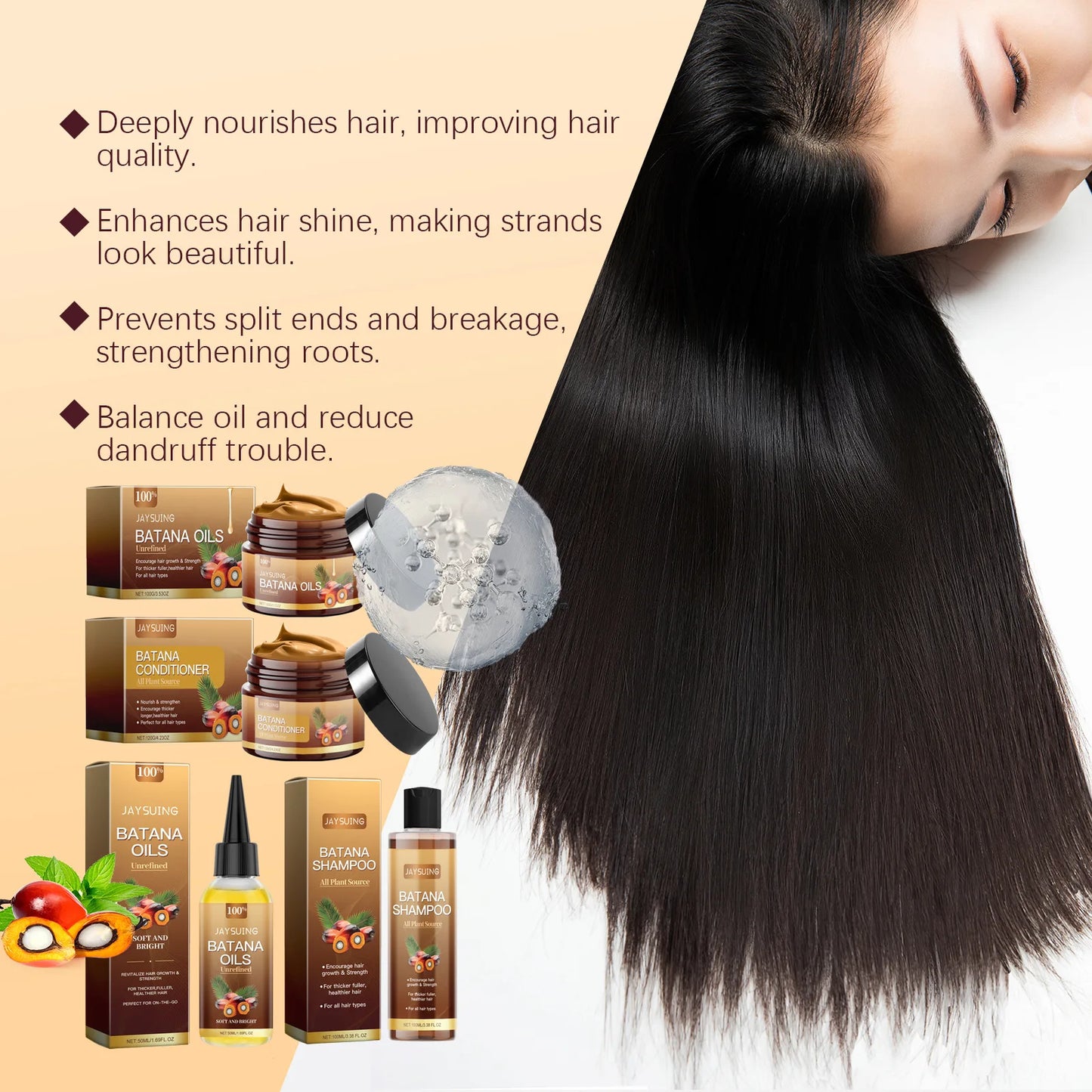 Kit Capilar Batana Oil — Shampoo, Condicionador e Sérum Reparador para Cabelos Crespos e Danificados