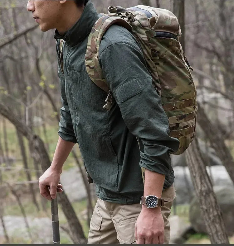 Jaqueta tática leve à prova d'água masculina, verão respirável, fina, com capuz, capa de chuva, caça, portátil, corta-vento, jaquetas de pele