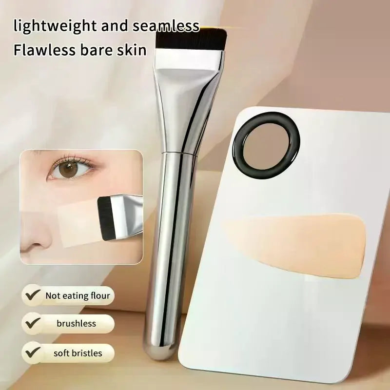 Kit de Ferramentas de Maquiagem 1 a 4 Peças — Pincel para Base, Esponja e Paleta de Creme Portátil