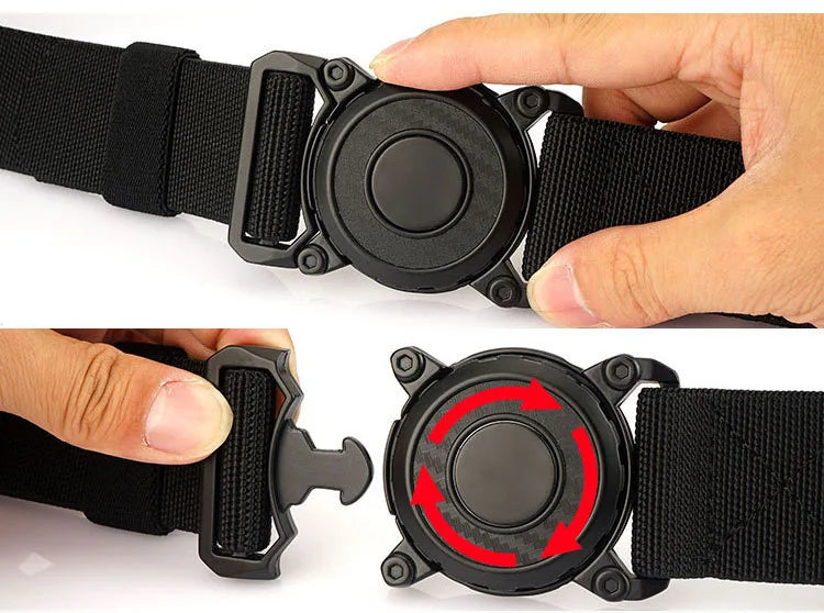 Cintos de fivela de liga de liberação rápida rotativa para homens resistente ao desgaste cinto tático de náilon multifuncional ao ar livre cinto de caça
