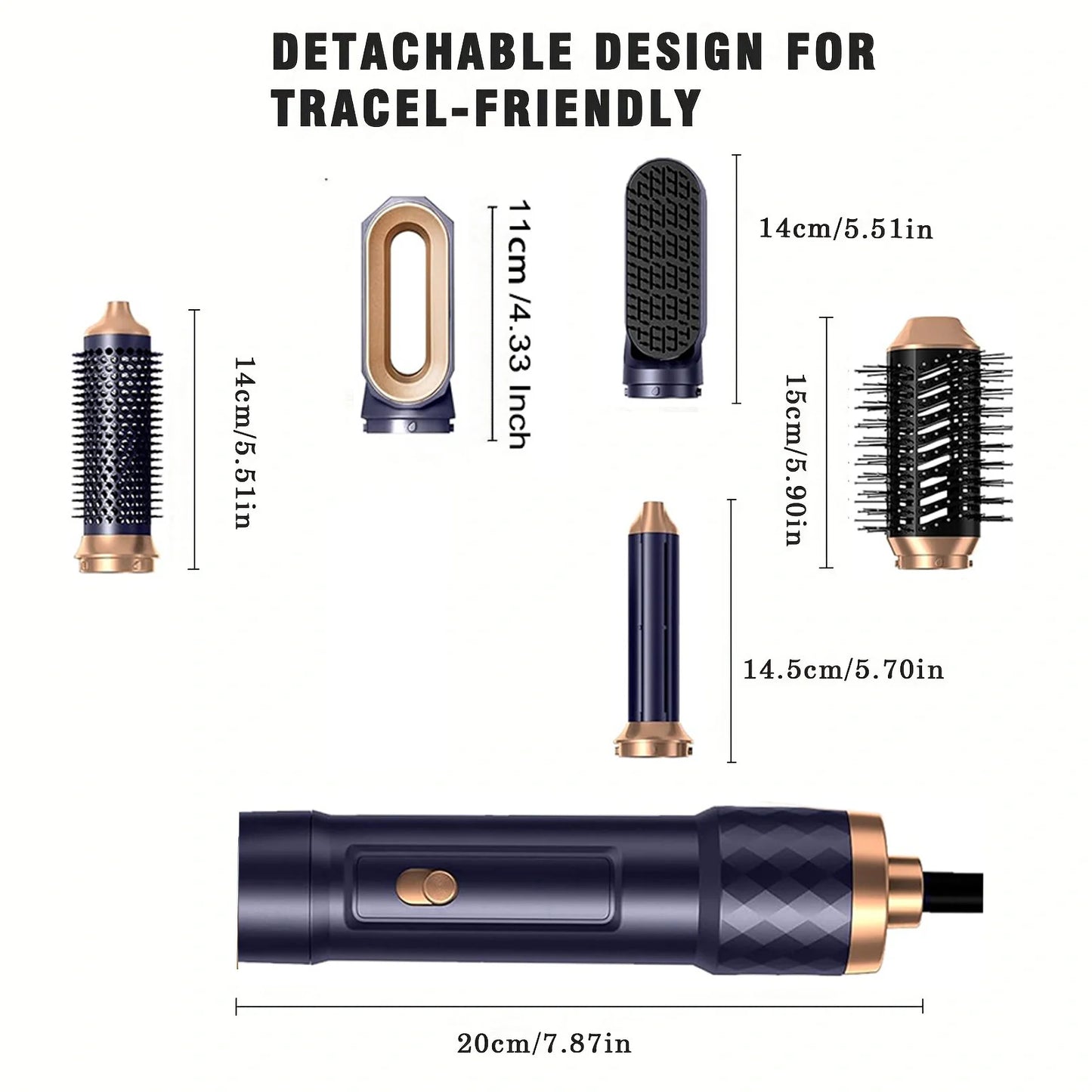 Escova Modeladora Elétrica 6 em 1 — Secador, Babyliss e Pente Aquecido para Estilização Profissional