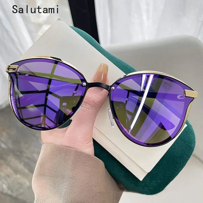 Óculos de Sol Retro Redondo Estilo Gato — Feminino, Elegante e com Proteção UV400
