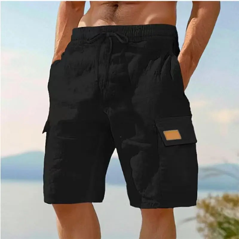 Bermudas Cargo de Secagem Rápida para Homens, Bermudas Táticas com Múltiplos Bolsos, Bermudas Casuais para Atividades ao Ar Livre com Cintura Elástica e Cordão