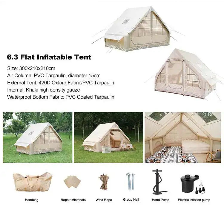 Airo: Barraca de Glamping Impermeável e à Prova de Vento (Índice 3000mm), Cáqui, Abertura Automática Rápida, 4 Estações, Cabana Oxford - Lançamento Quente!