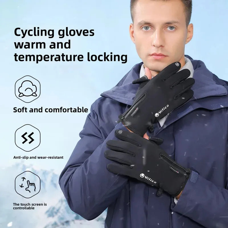 Vilico Luvas de pesca para motocicleta com tela sensível ao toque quente, à prova de vento, duráveis, antiderrapantes, à prova d'água, respiráveis para outono e inverno
