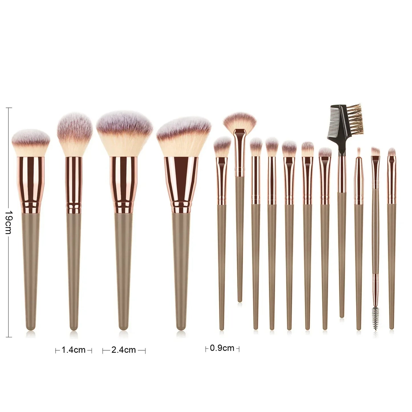 Conjunto de Pincéis para Rosto e Olhos — Sombra, Delineador, Base, Blush, Iluminador e Lábios