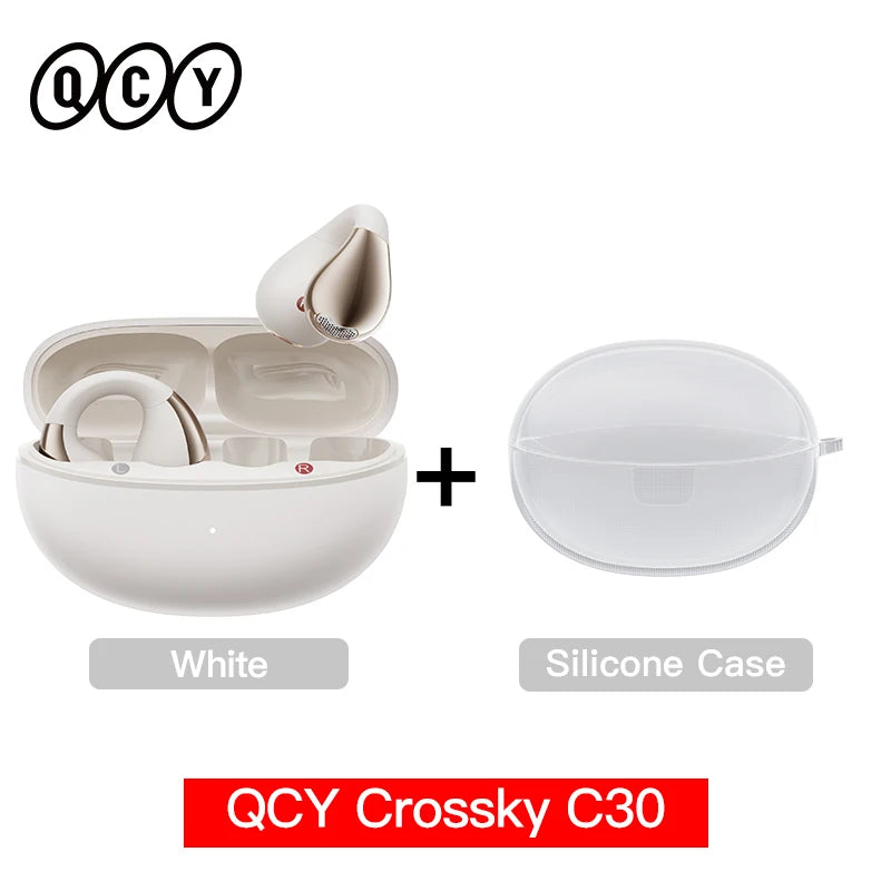Fones de Ouvido Sem Fio QCY Crossky C30 — Bluetooth 5.4, Clip para Ouvido, 25h de Bateria, IPX4