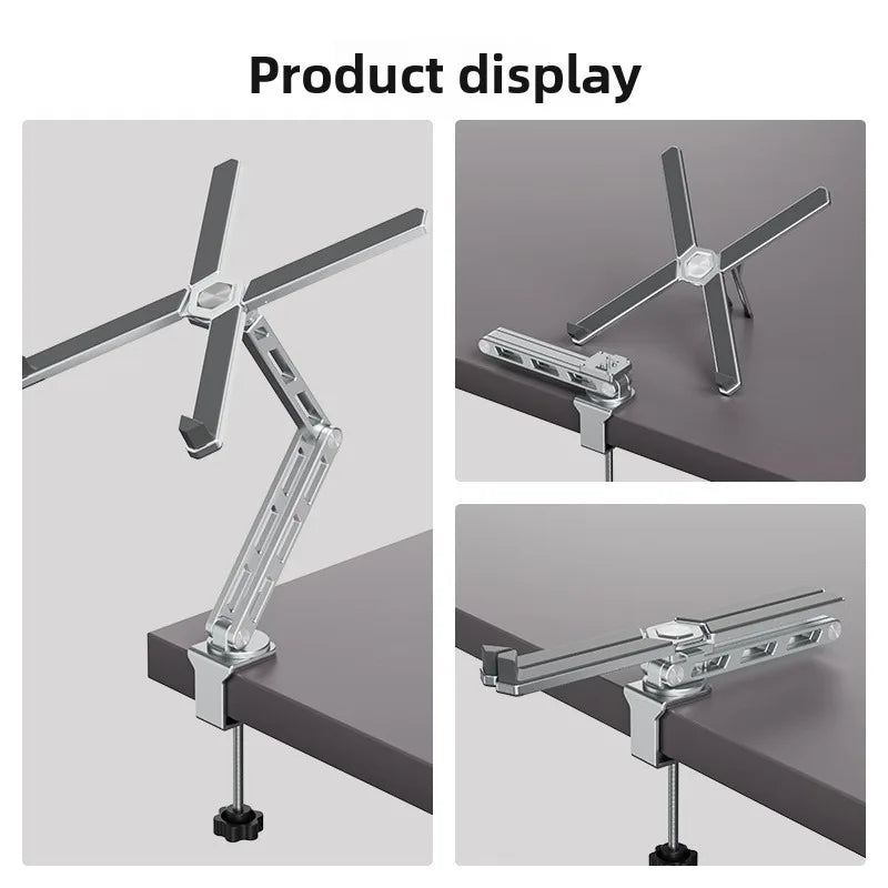 Suporte de Laptop e Tablet 2 em 1 Destacavel — Aluminio, Rotacao 360°, Dobravel para Mesa
