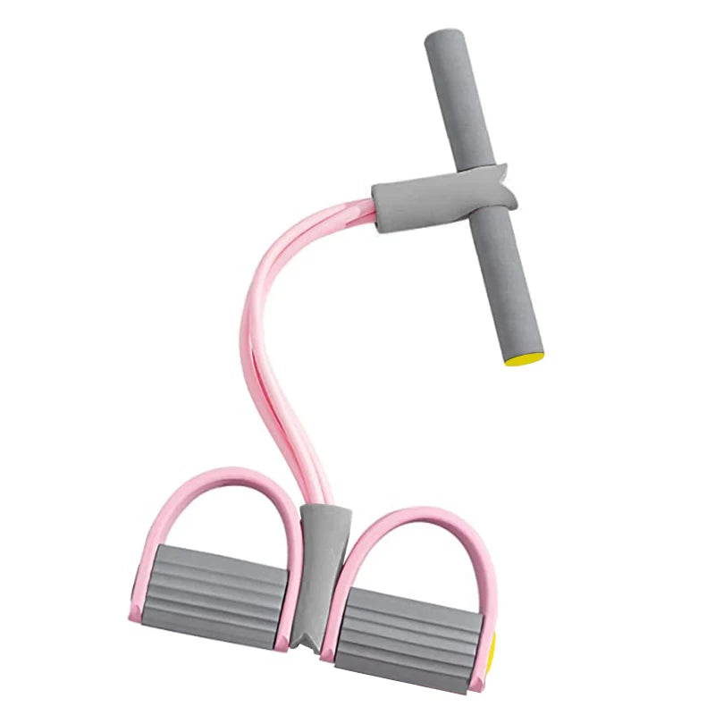 Kit Faixas de Resistência com 4 Tubos e Pedal — Elástico para Treino de Abdômen, Cintura e Braços