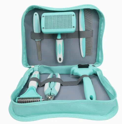 Kit Profissional 6 em 1 para Higiene de Pets — Escovas Autolimpantes para Cães e Gatos com Bolsa Portátil