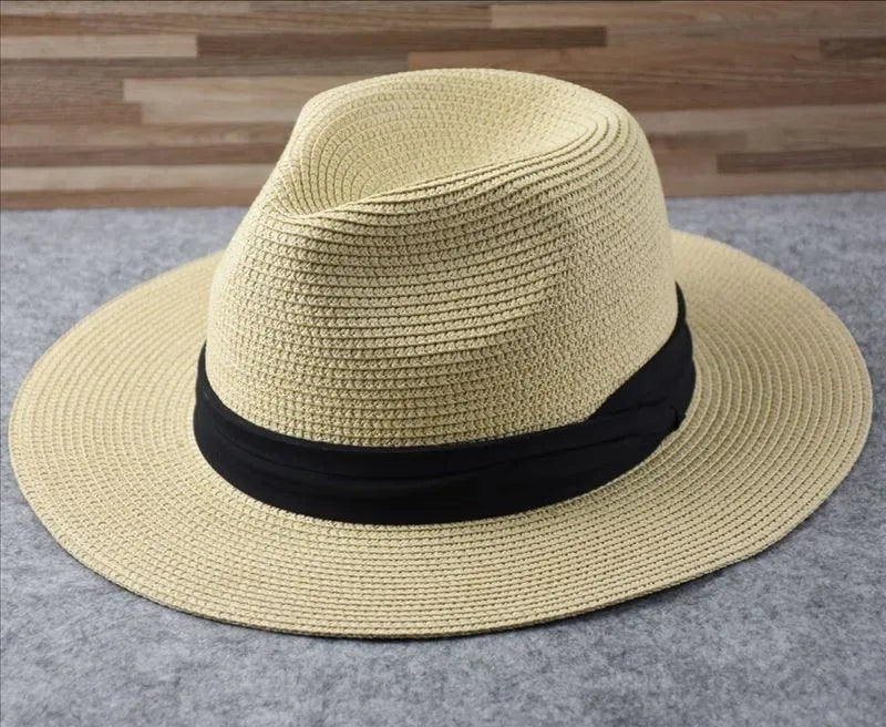 Chapéu Fedora Panamá Premium de Palha 54-62cm Dobrável Unissex Proteção UV para Viagens de Verão