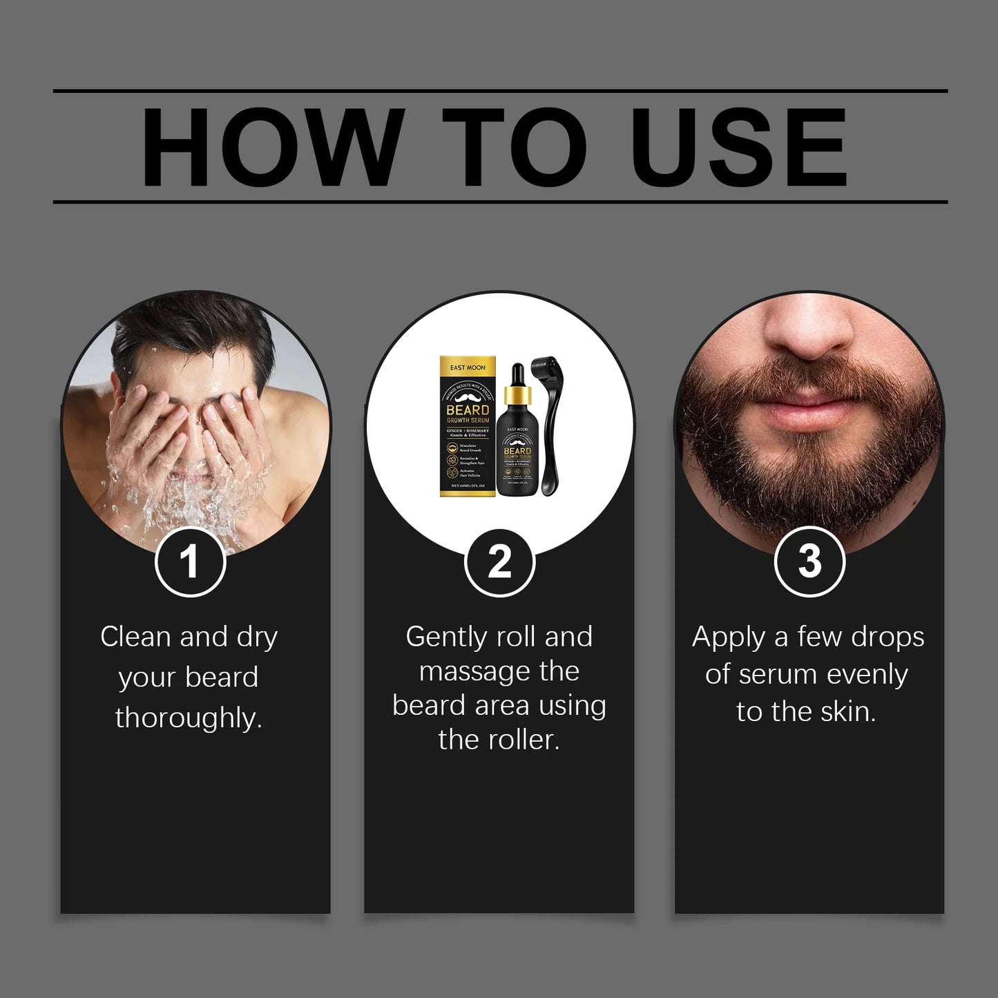 Sérum para Crescimento de Barba — Espessante, Fortalecedor de Raízes e Hidratante Masculino