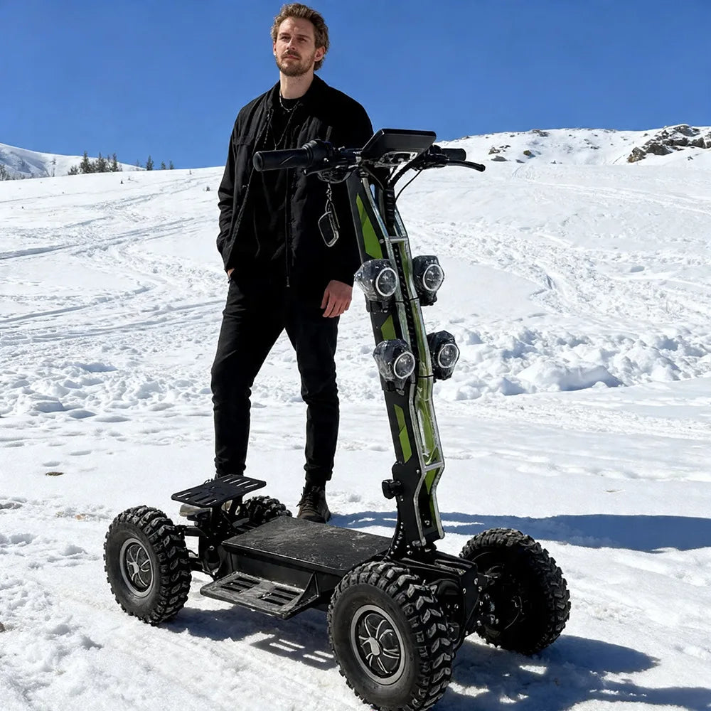 Scooter Elétrico de Alta Velocidade de 13 Polegadas com 4 Rodas – Veículo Dobrável Off-Road com Tração Dupla/Integral para Uso Externo e Patrulha