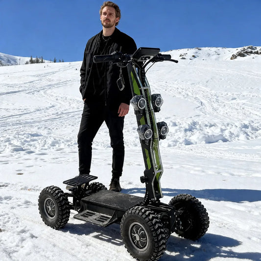 Scooter Elétrico de Alta Velocidade de 13 Polegadas com 4 Rodas – Veículo Dobrável Off-Road com Tração Dupla/Integral para Uso Externo e Patrulha