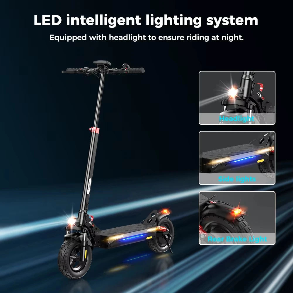 Scooter Elétrico iScooter iX3 1000W 40km/h para Adultos com Pneus Off-Road de 10 Polegadas, Scooter Elétrico com Bateria de 10Ah e APP